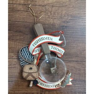 Fishermen See Things Differently Hanging Ornament Fishing Decor with Magnifier